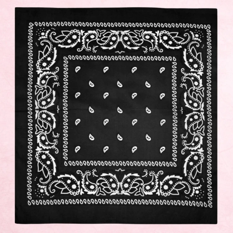 Chusta bandana na głowę czarna na szyję włosy - bawełniana, oddychająca – zdjęcie 6