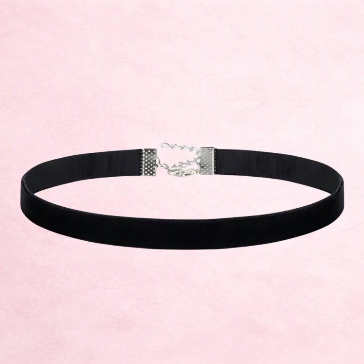 Choker naszyjnik czarny srebrny regulowany na szyję - aksamitny, elegancki – zdjęcie 7