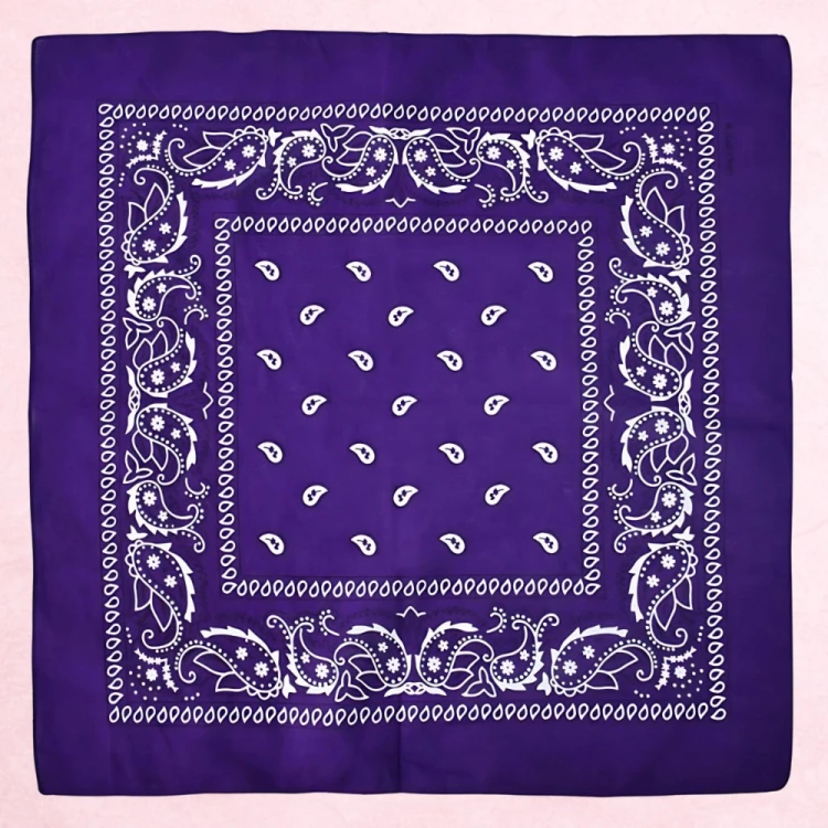 Chusta bandana na głowę fioletowa na szyję włosy - bawełniana, oddychająca – zdjęcie 6