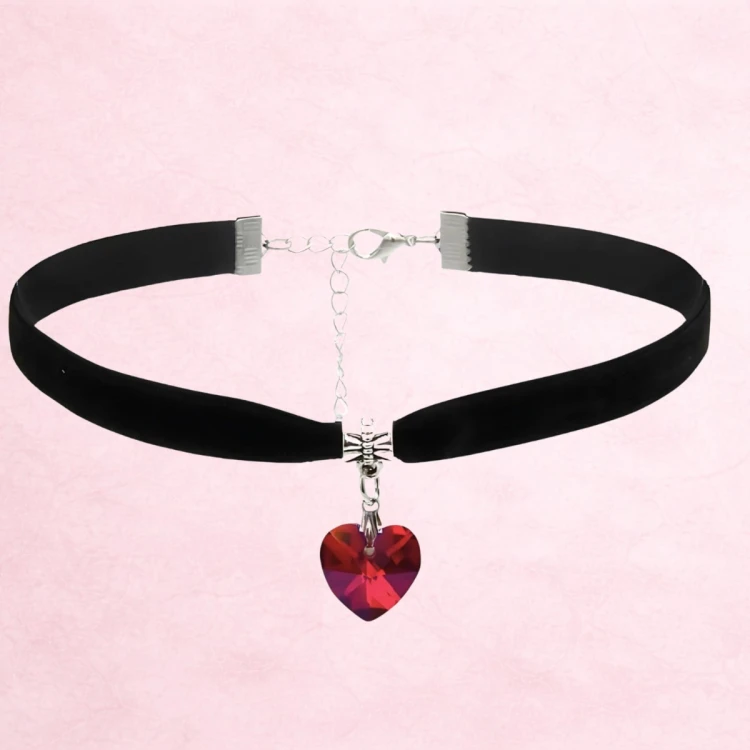 Choker naszyjnik czarny srebrny z sercem na szyję - regulowany, elegancki – zdjęcie 7
