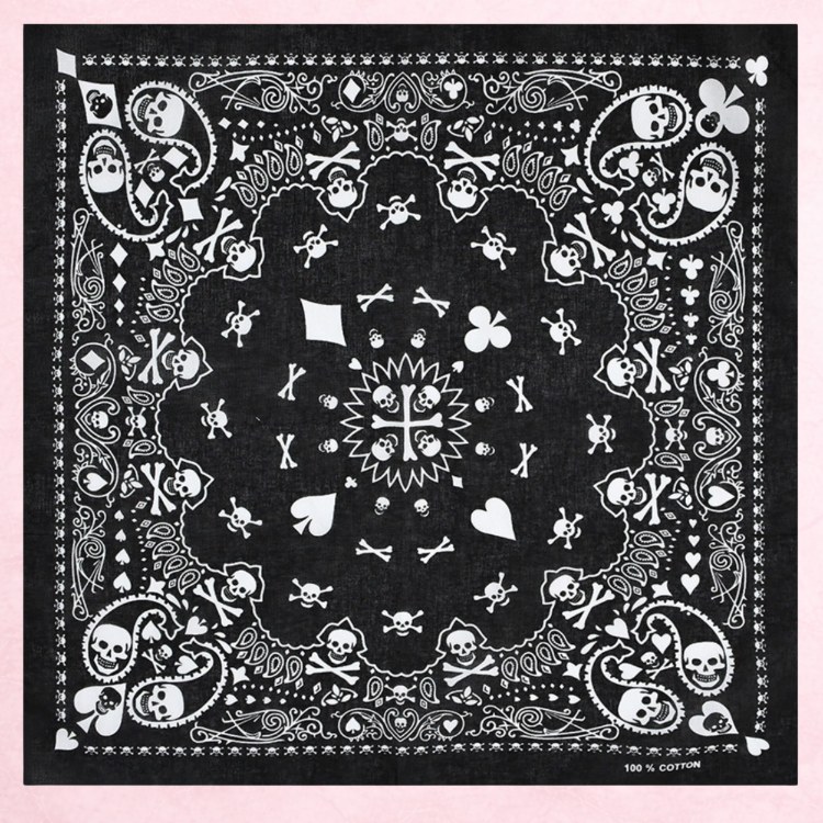 Chusta bandana na głowę czarna na szyję włosy - bawełniana, oddychająca – zdjęcie 6