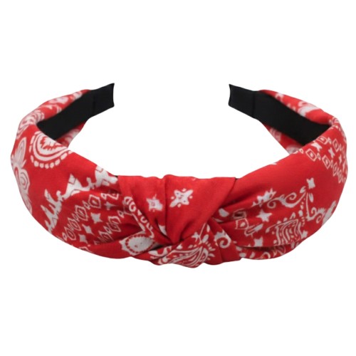 Czerwona opaska z supłem paisley 4 cm