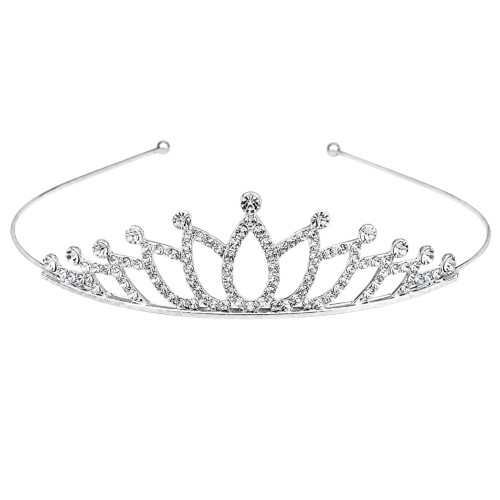 Srebrna tiara lotos z cyrkoniami 12 cm