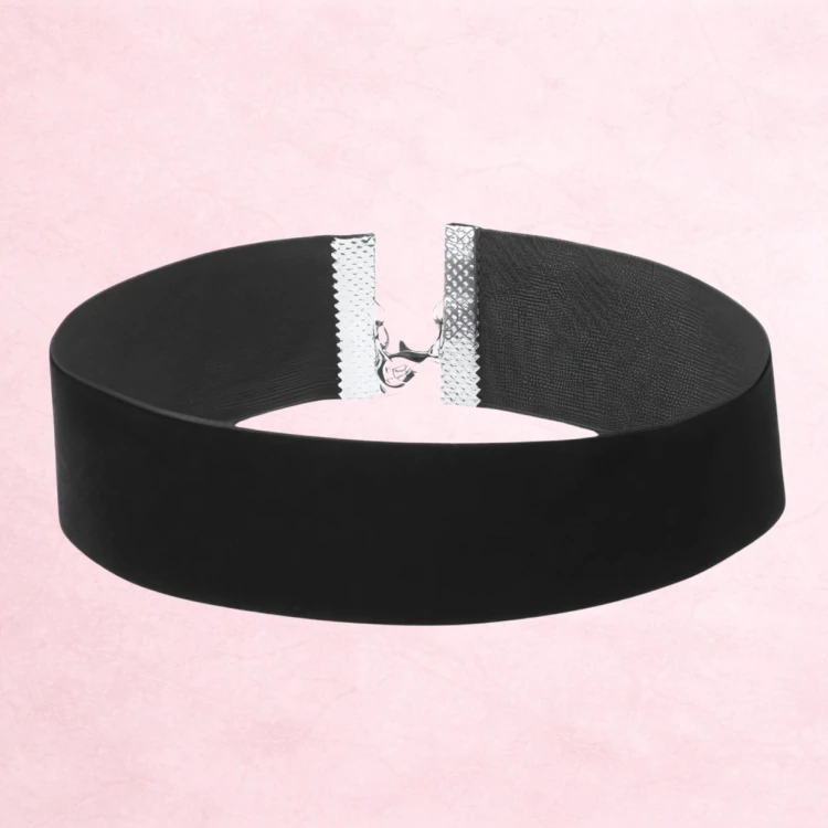 Choker naszyjnik czarny srebrny regulowany na szyję - aksamitny, elegancki – zdjęcie 7