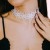 Choker naszyjnik biały srebrny na szyję - elegancki, przykuwa uwagę – zdjęcie 4