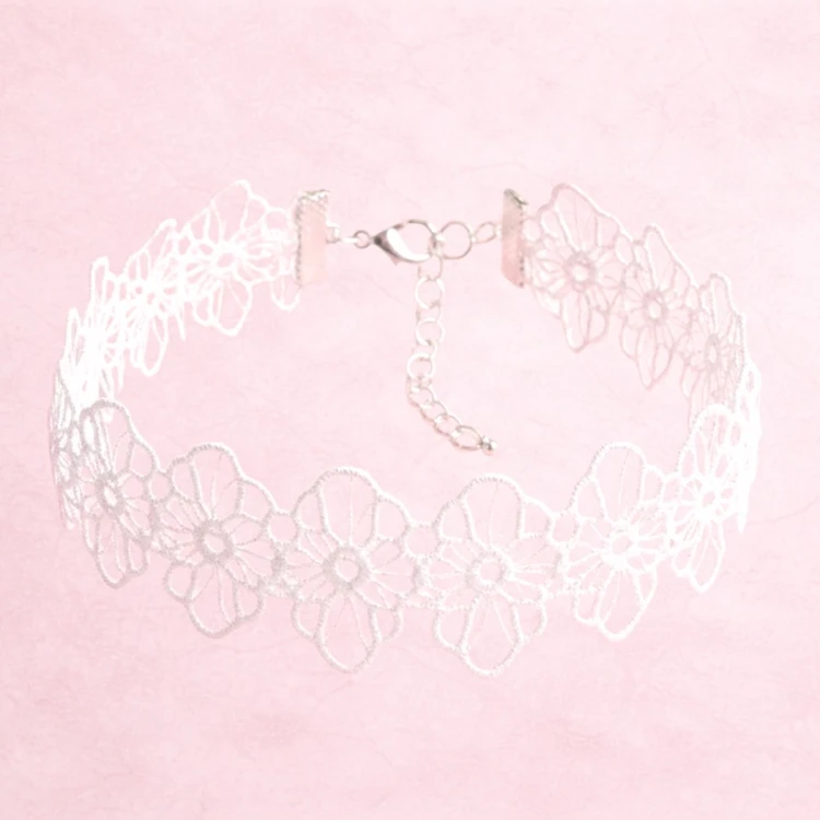Choker naszyjnik biały srebrny na szyję - elegancki, przykuwa uwagę – zdjęcie 7