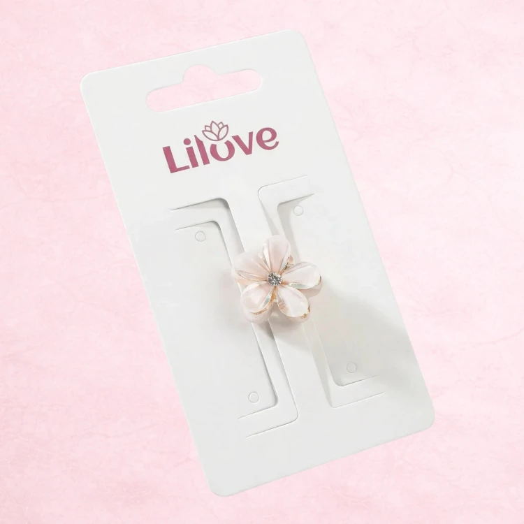 Spinka do włosów biała ozdobny kwiatek z cyrkoniami - lekka, elegancka – zdjęcie 6