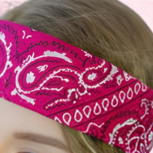 Chusta bandana na głowę różowa na szyję włosy - bawełniana, oddychająca – zdjęcie 4