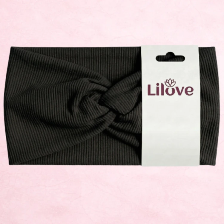 Czarna prążkowana opaska 9 cm – zdjęcie 6