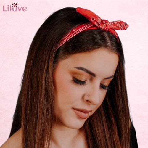 Czerwona opaska pin-up paisley 5 cm – zdjęcie 2