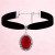 Choker naszyjnik czarny srebrny z kamieniem - regulowany, elegancki – zdjęcie 2