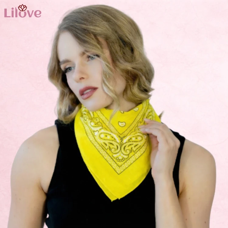 Chusta bandana na głowę żółta na szyję włosy - bawełniana, oddychająca – zdjęcie 5