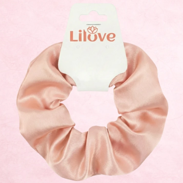 Brzoskwiniowa satynowa gumka scrunchie – zdjęcie 6