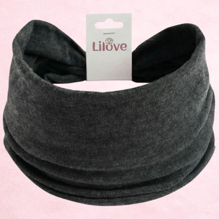 Opaska na głowę szeroka szara z supłem turban na włosy - miękka, nie uciska – zdjęcie 6