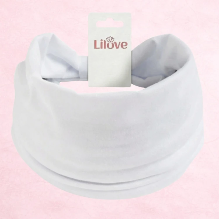 Biała opaska turbanowa z supłem 14 cm – zdjęcie 6