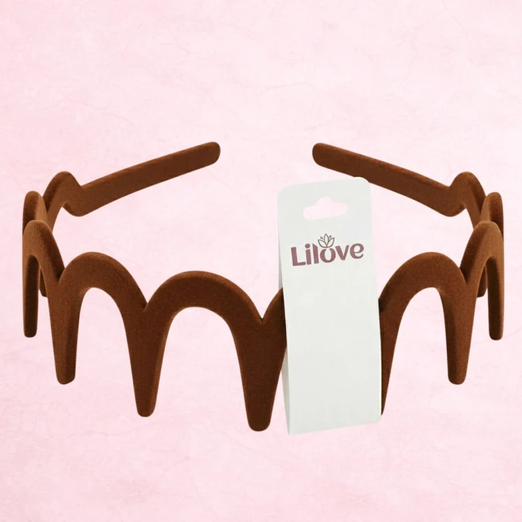 Brązowa opaska z grzebykiem 3,5 cm – zdjęcie 6