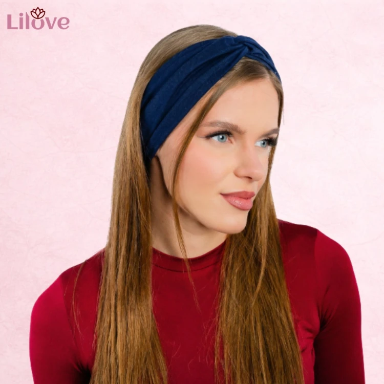 Granatowa opaska z supłem 10 cm – zdjęcie 5