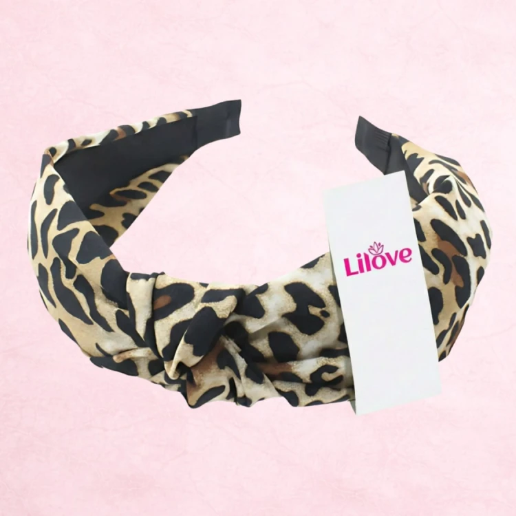 Brązowa opaska w panterkę 4 cm – zdjęcie 6