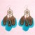 Kolczyki wiszące łapacz snów z niebieskimi piórami - lekkie, zwracają uwagę – zdjęcie 2