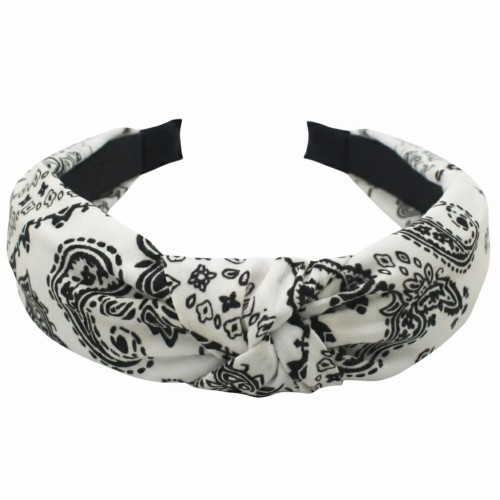 Biała opaska bandana z supłem