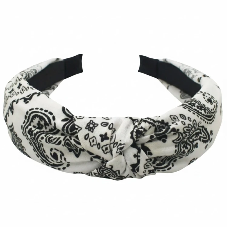 Biała opaska bandana z supłem