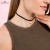 Naszyjnik choker na szyję czarny z perłą - aksamitny, efektowny dodatek – zdjęcie 2
