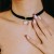 Choker naszyjnik czarny złoty z sercem na szyję - aksamitny, elegancki – zdjęcie 4