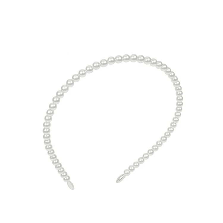 Opaska do Włosów Biała Wąska z Perłami Diadem z Koralikami Elegancka Modna // Opaska do włosów z PERŁAMI na głowę biała KORALIKI elegancka WĄSKA – zdjęcie 2