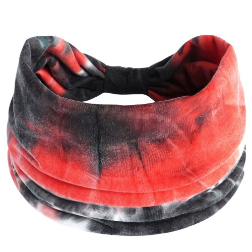 Czerwono-czarna opaska tie-dye 14 cm