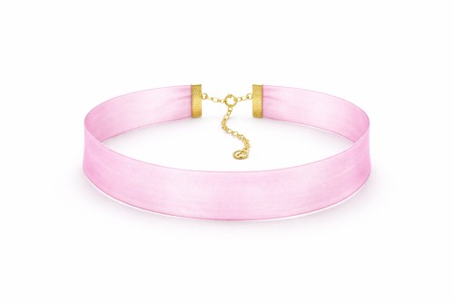Naszyjnik choker na szyję różowy z organzy - elegancki, efektowny dodatek
