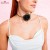 Choker naszyjnik czarny długi sznurek z szyfonową różą - elegancki, wiązany – zdjęcie 2