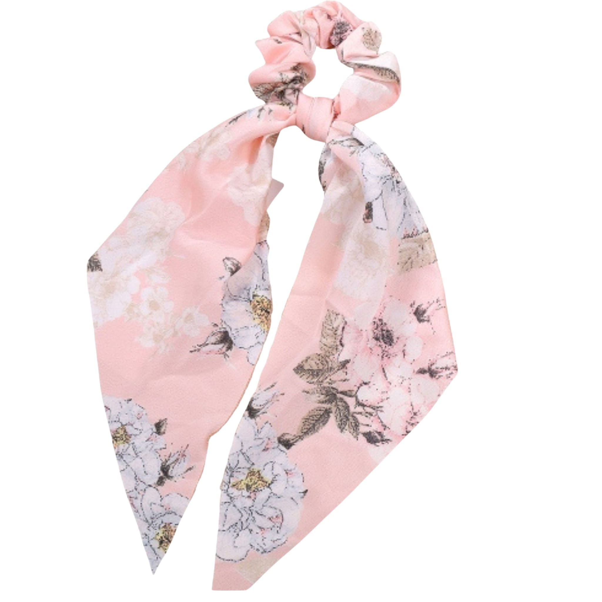 Gumka do Włosów Różowa Długa z Kokardą w Kwiaty Bezpieczna i Wygodna