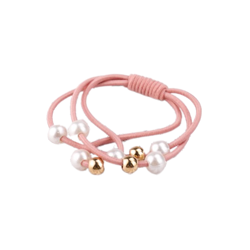 Gumka do Włosów Różowa z Perłami Potrójna bez Łączeń Bezpieczna i Wygodna