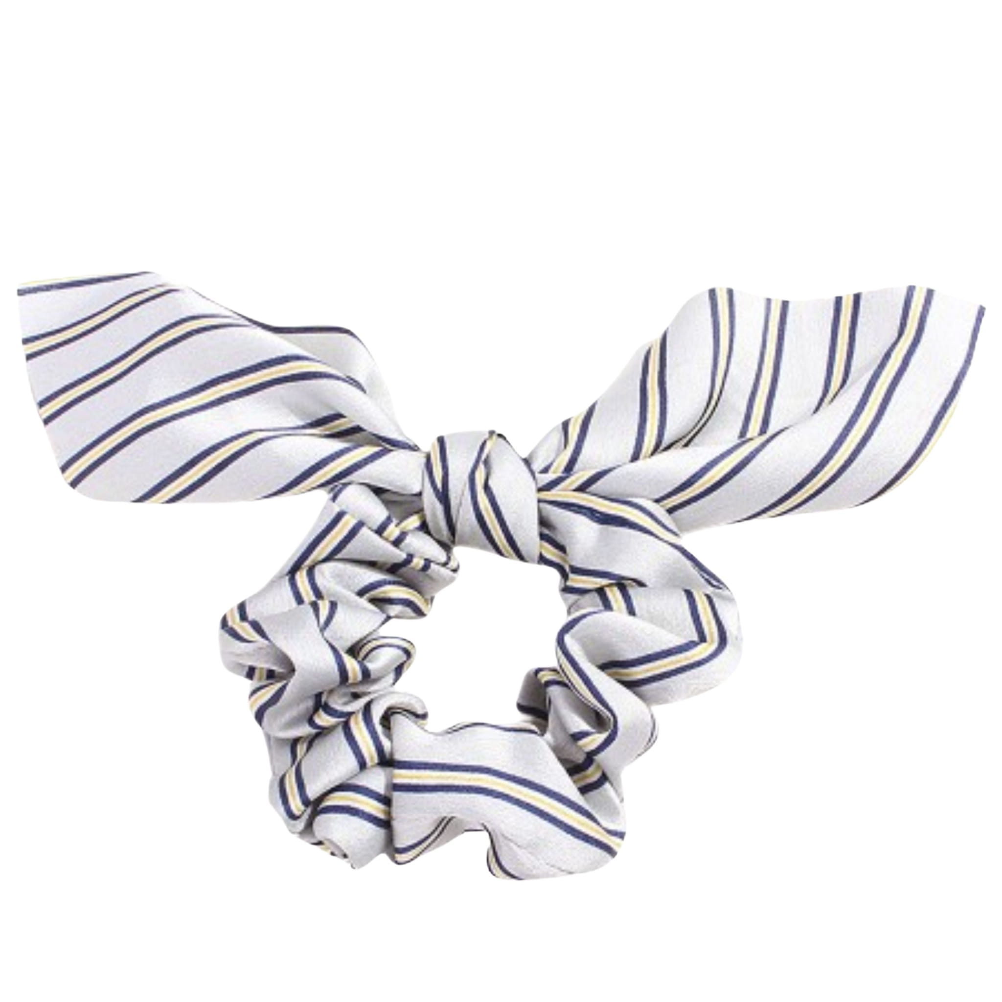 Gumka do Włosów Szara Długa z Kokardą w Paski Frotka Bezpieczna i Wygodna