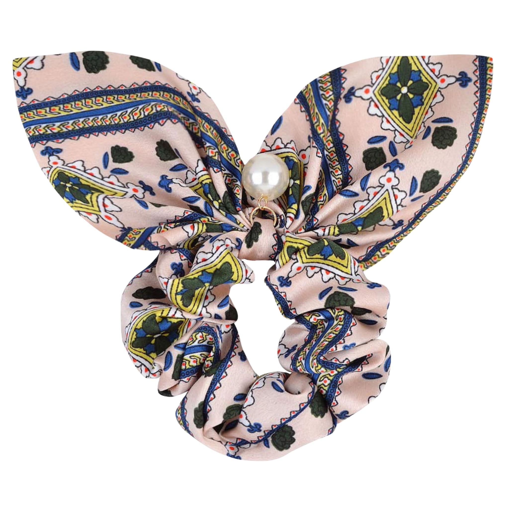 Gumka do Włosów Różowa Kokarda z Ozdobną Perłą ze Wzorem Lekka i Efektowna