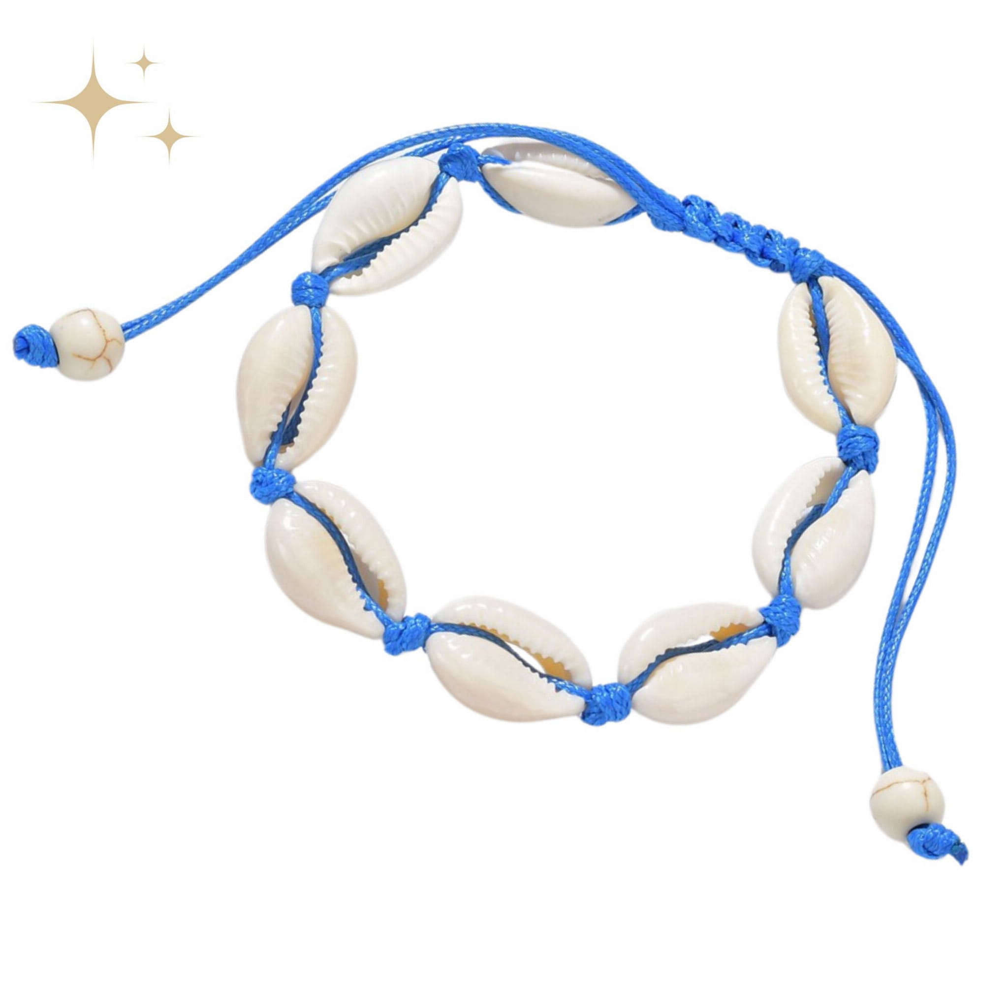 Bransoletka Niebieska Sznurkowa na Rękę i Nogę z Muszelkami Lekka i Wygodna