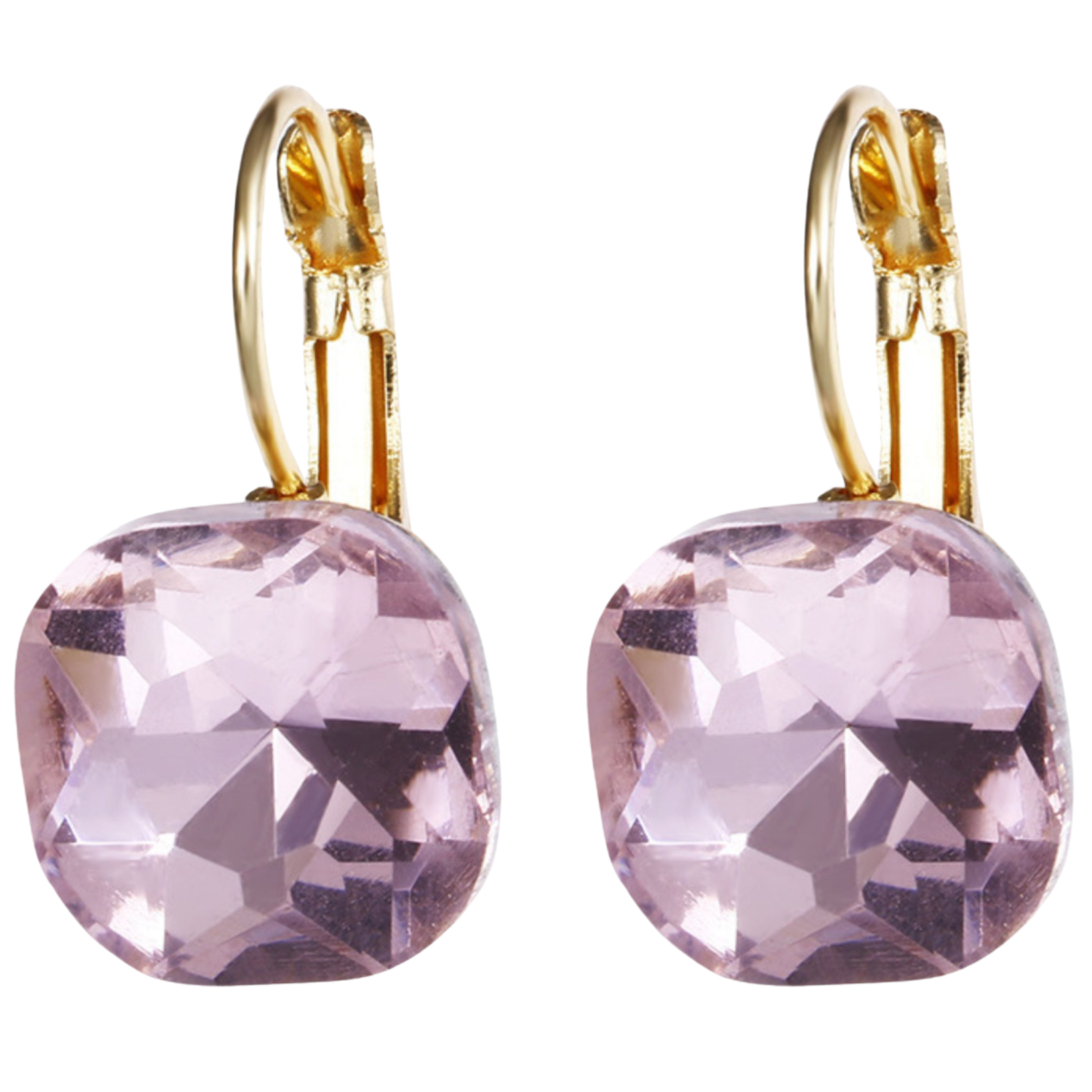 Kolczyki Wiszące Złote Różowe Małe z Cyrkoniami Sztyft Lekkie i Wygodne