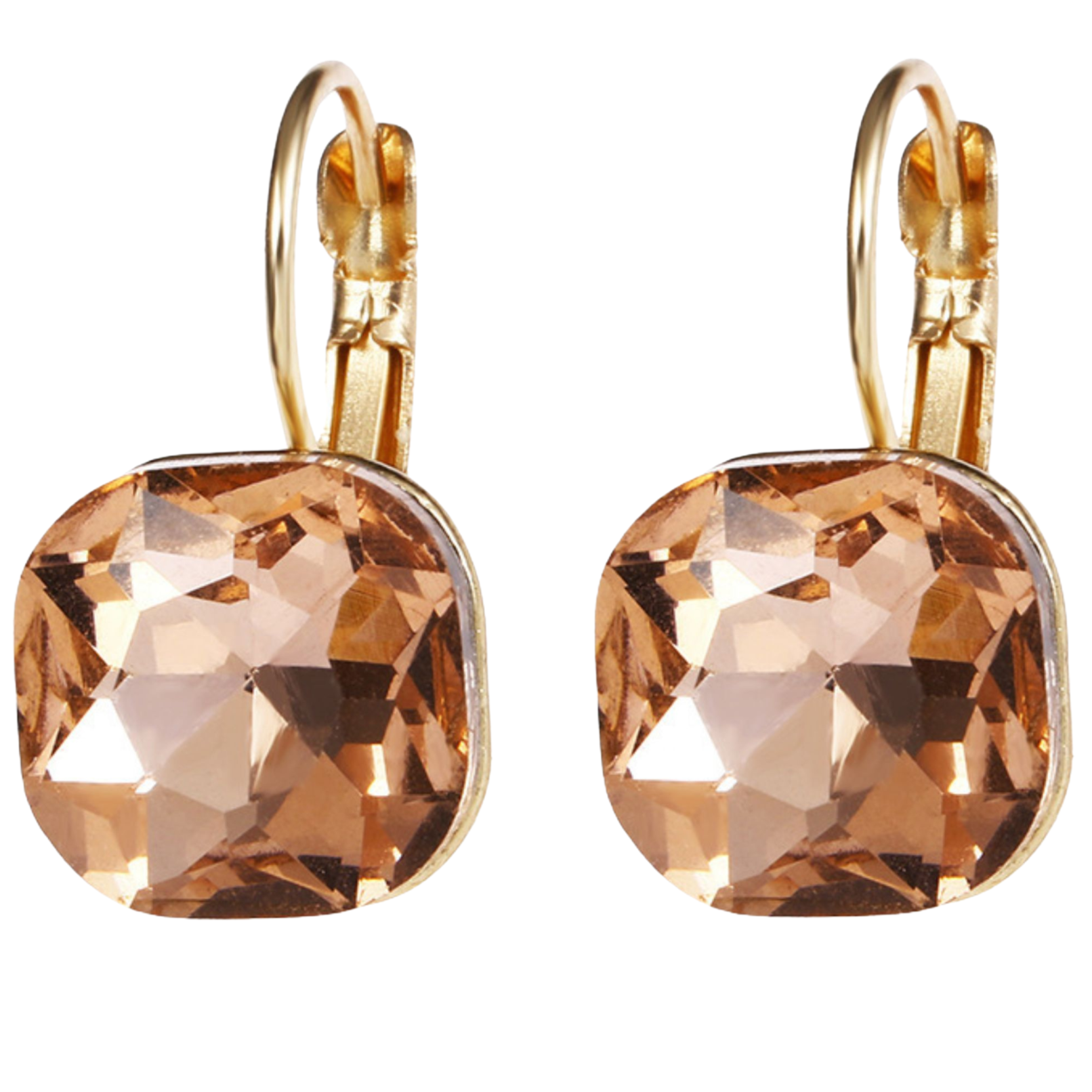 Kolczyki Wiszące Złote Brzoskwiniowe Małe z Cyrkoniami Lekkie i Wygodne