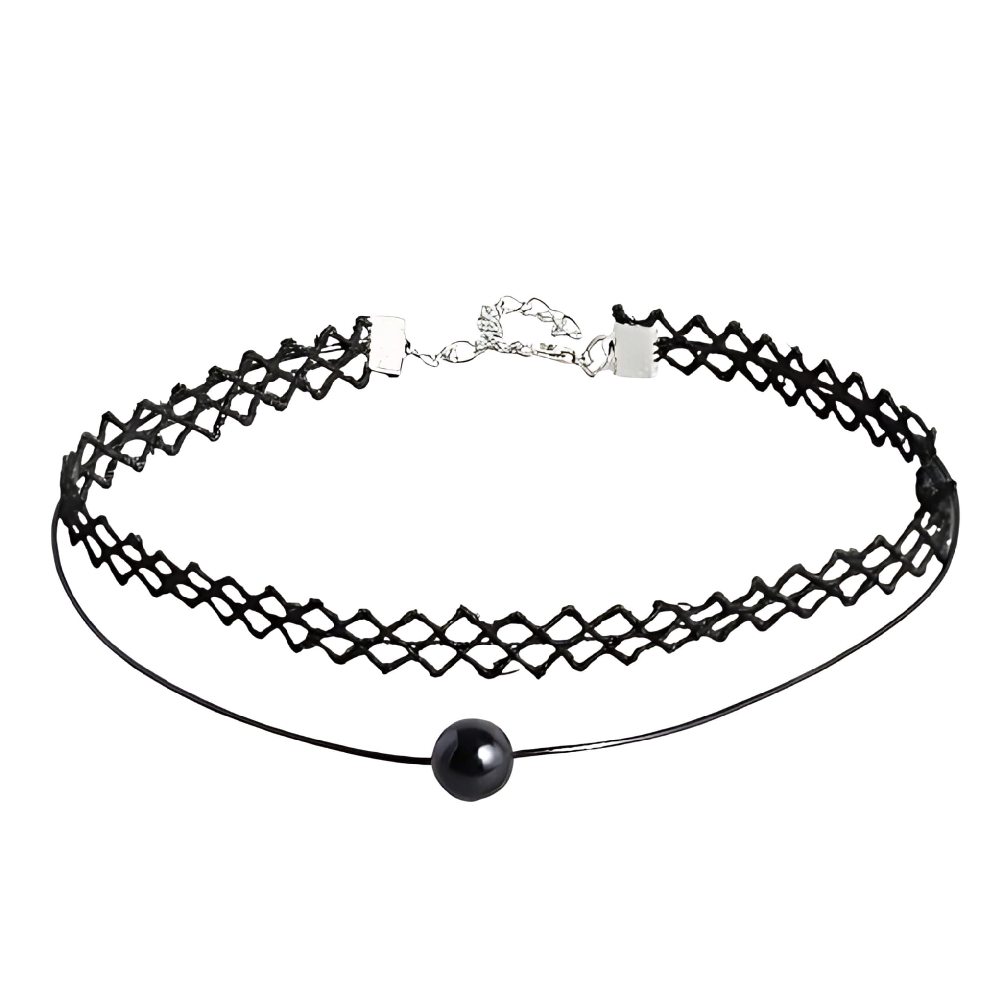 Naszyjnik Choker Czarny na Szyję Koralik Tattoo Regulowany Lekki i Wygodny