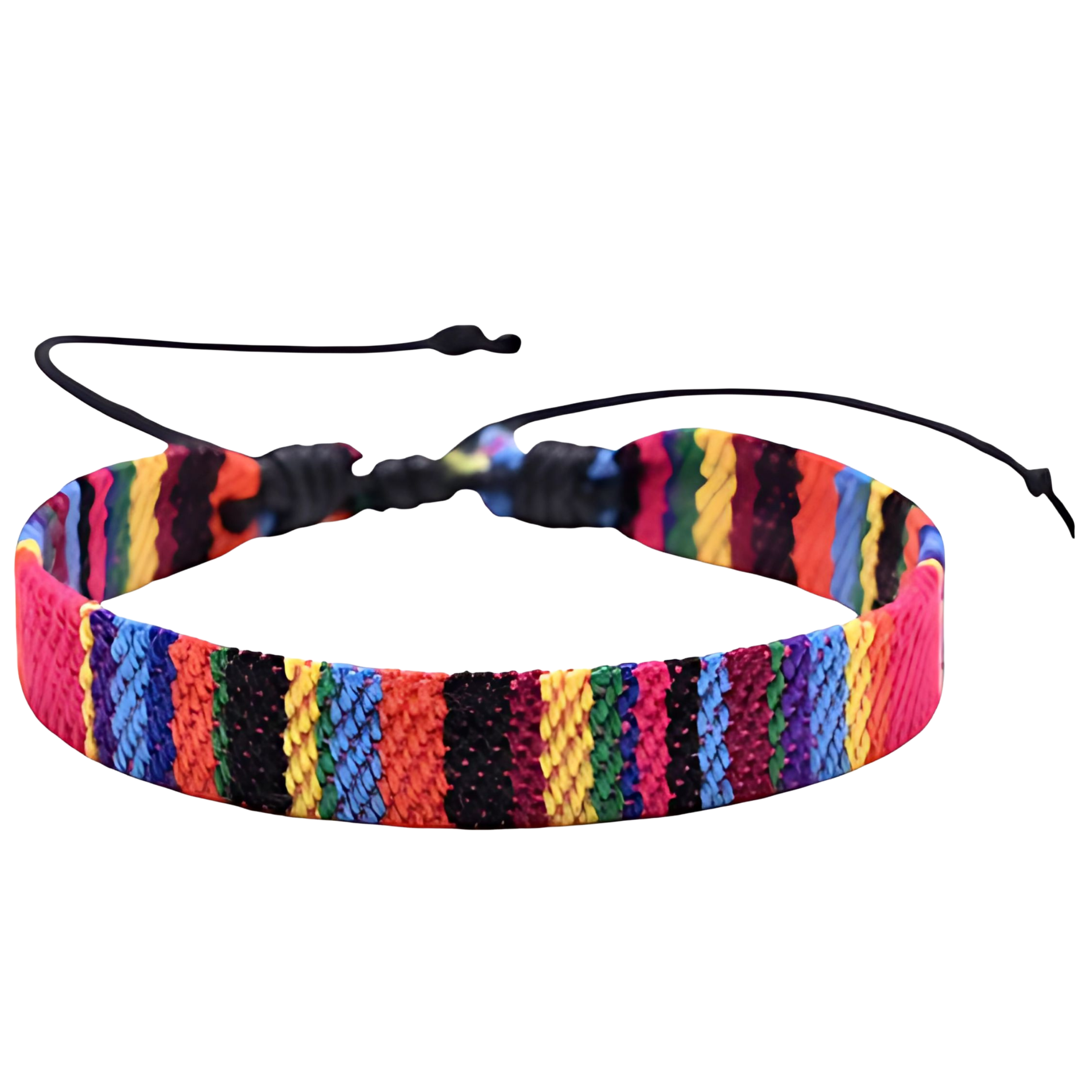 Bransoletka Sznurek Czarna Szeroka z Bawełny i Lnu z Wzorem Lekka i Wygodna