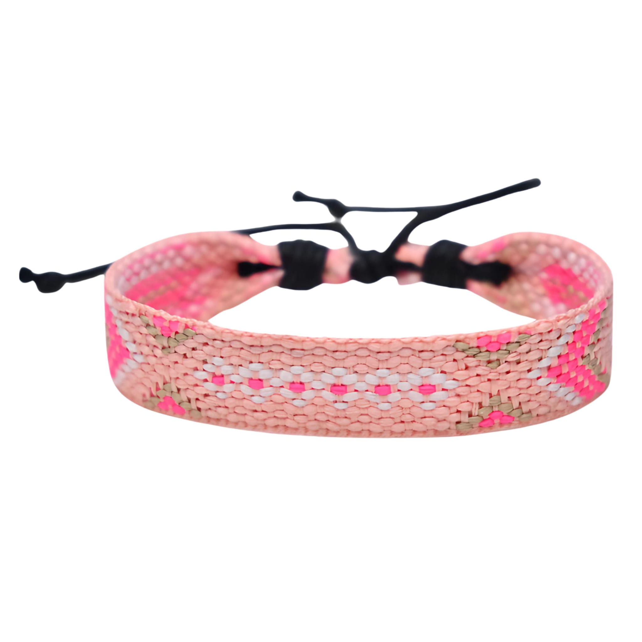 Bransoletka Sznurkowa Różowa Regulowana z Plecionym Wzorem Lekka i Wygodna