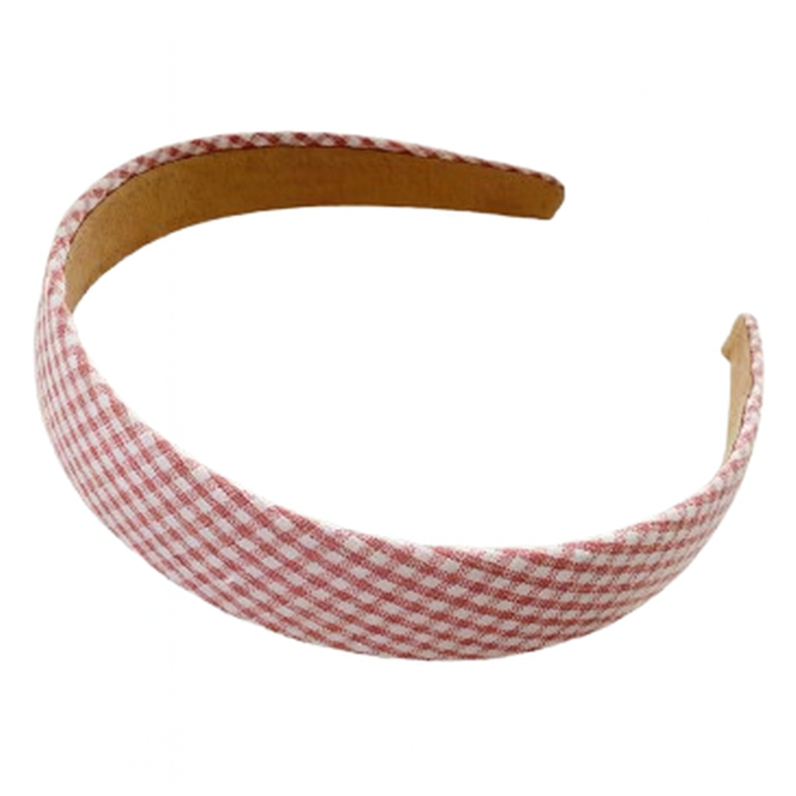 Opaska do Włosów Różowa Szeroka na Głowę w Kratkę Pudrowa Lekka i Wygodna