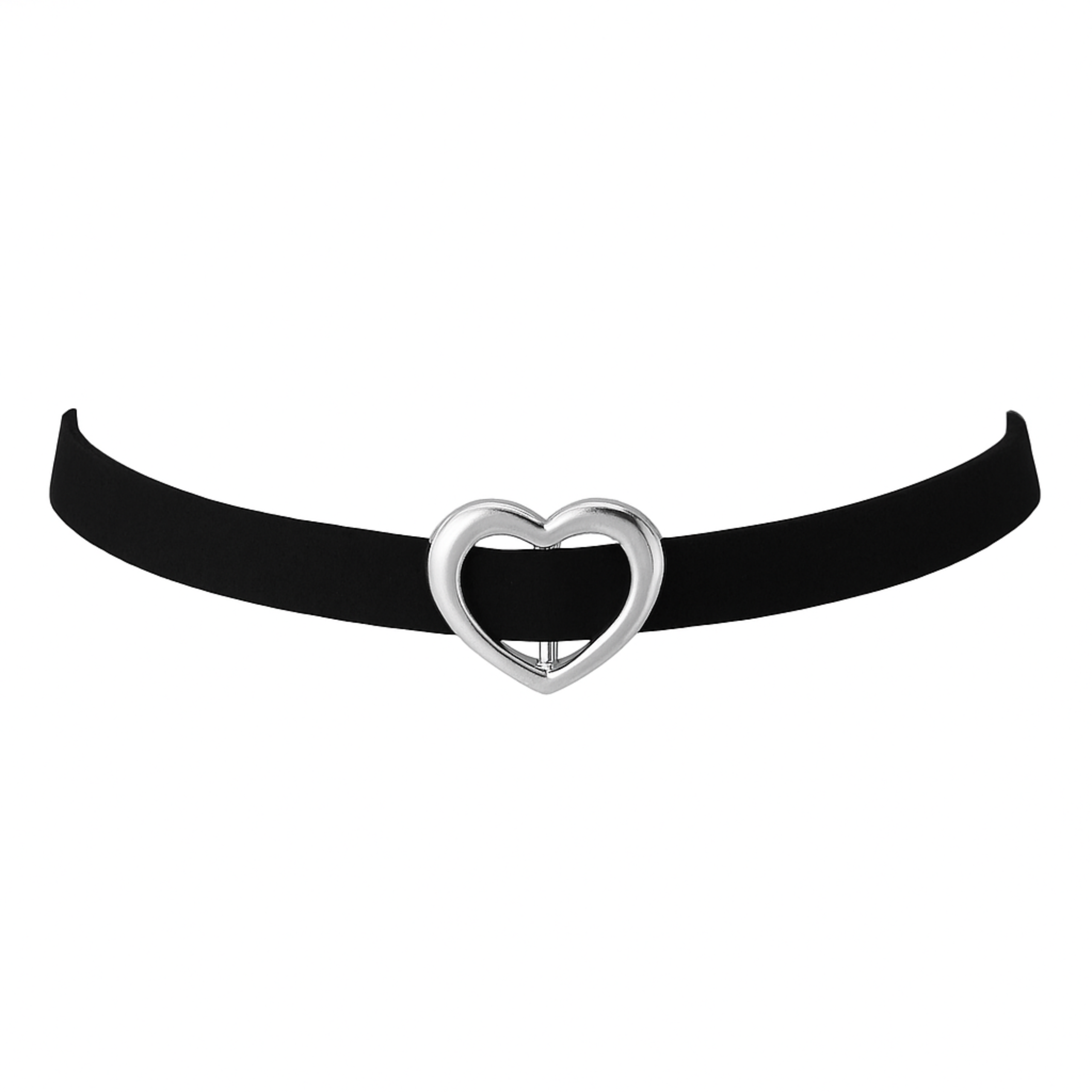 Naszyjnik Choker Czarny na Szyję z Ozdobnym Sercem Aksamitny Lekki Wygodny