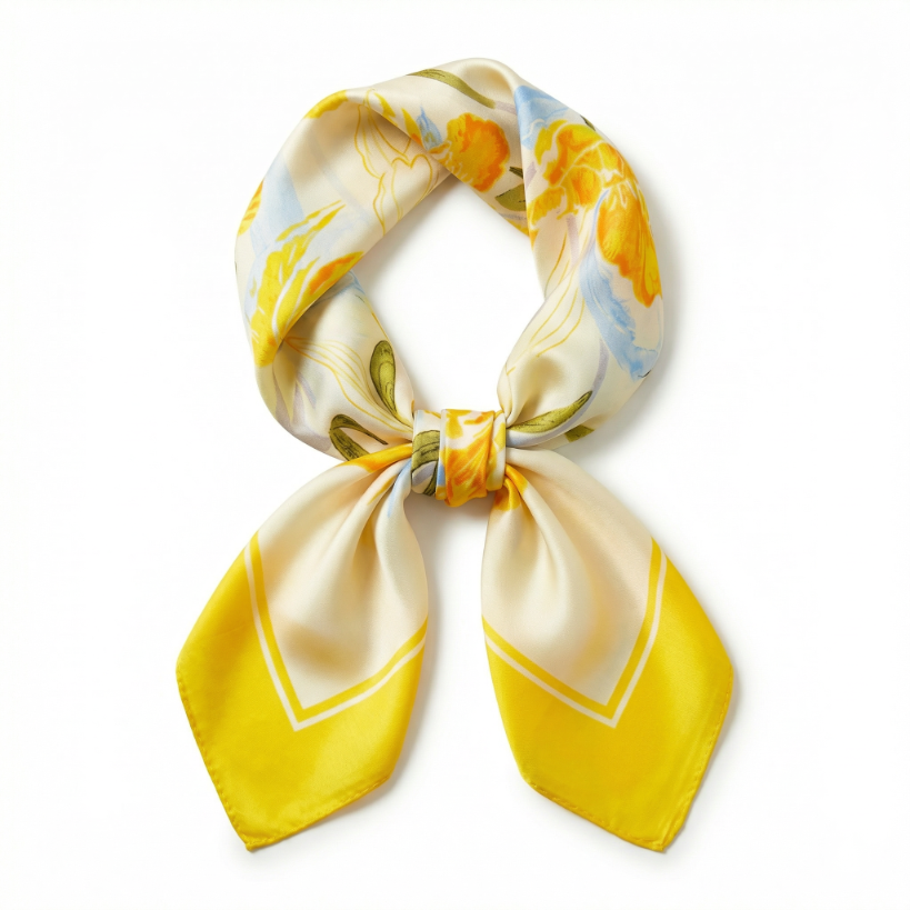 Apaszka chusta biała damska na głowę szyję włosy - elegancka, satynowa