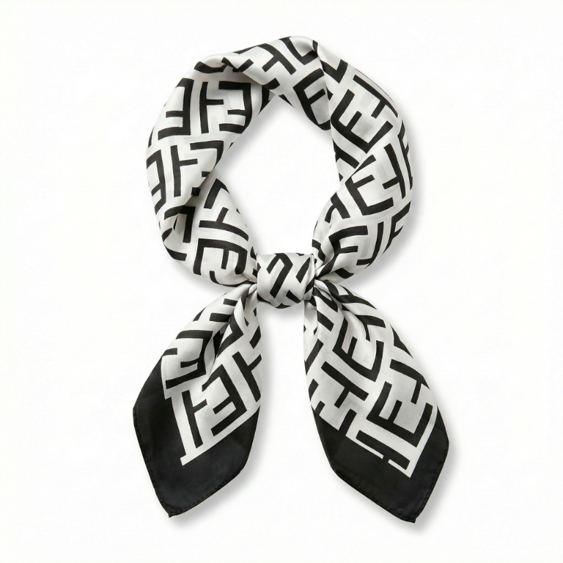 Apaszka chusta biała damska na głowę szyję włosy - elegancka, satynowa