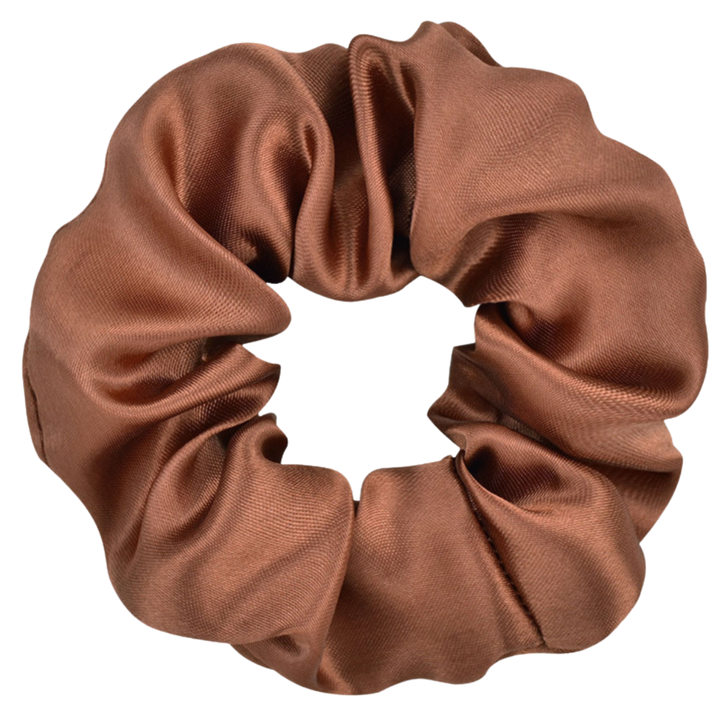 Gumka do włosów satynowa brązowa - bez łączeń, bezpieczna dla włosów