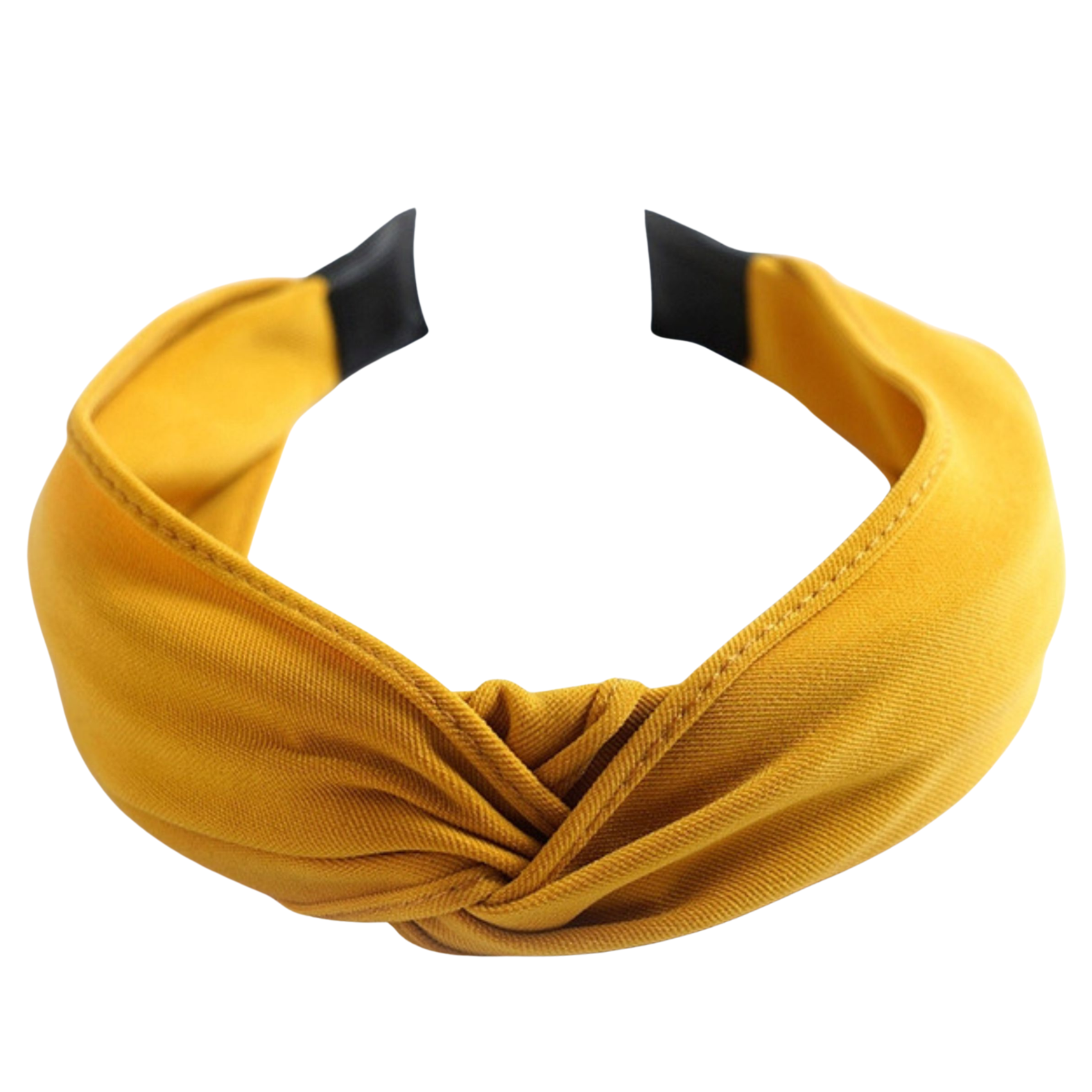 Opaska na głowę szeroka żółta z supłem do włosów - wygodna, nie uciska