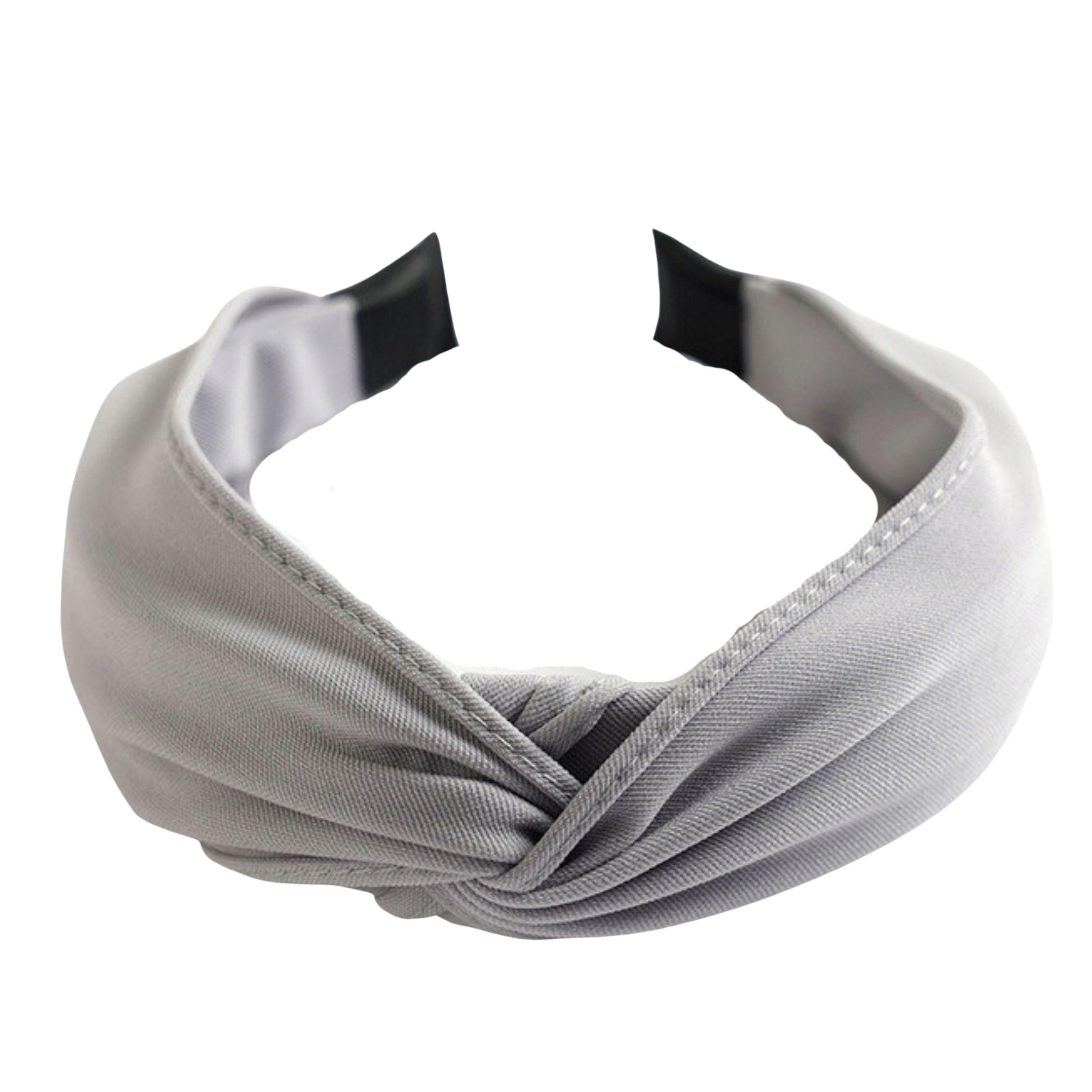 Opaska na głowę szeroka szara z supłem do włosów - wygodna, nie uciska