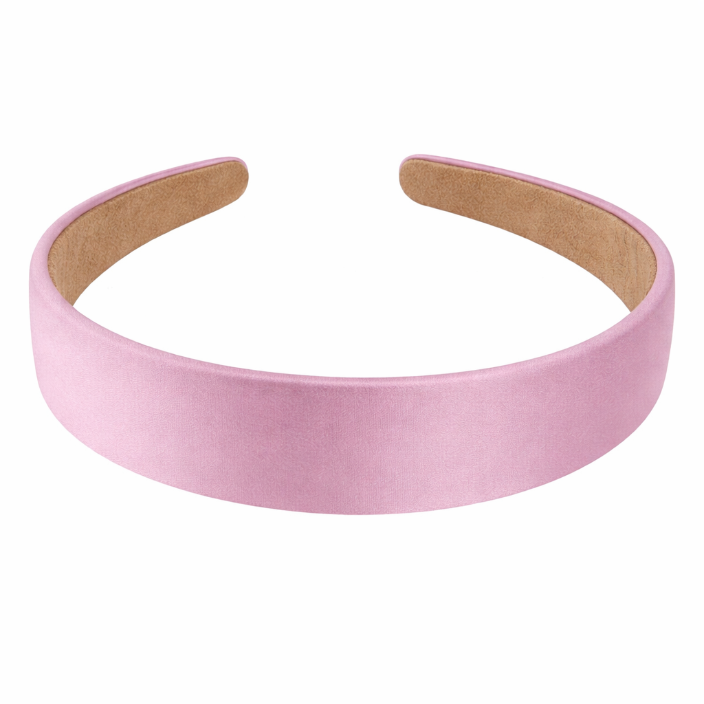 Opaska na głowę szeroka różowa satynowa do włosów - lekka, nie uciska