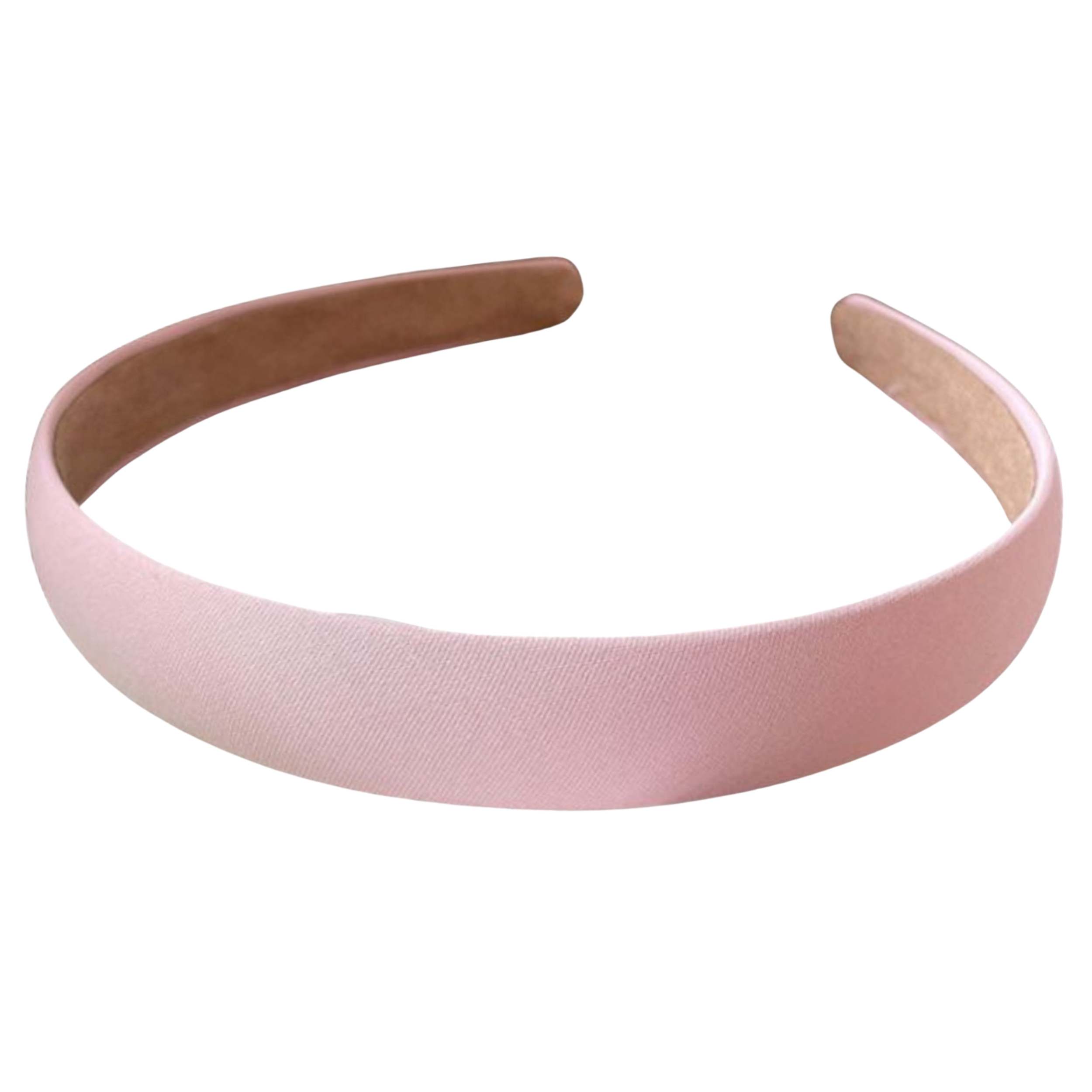 Opaska na głowę pudrowa różowa satynowa do włosów - lekka, nie uciska